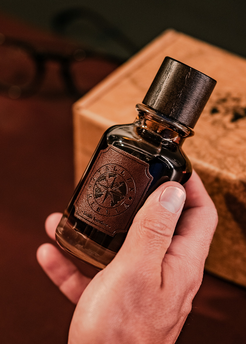 baltic leather cologne in hand