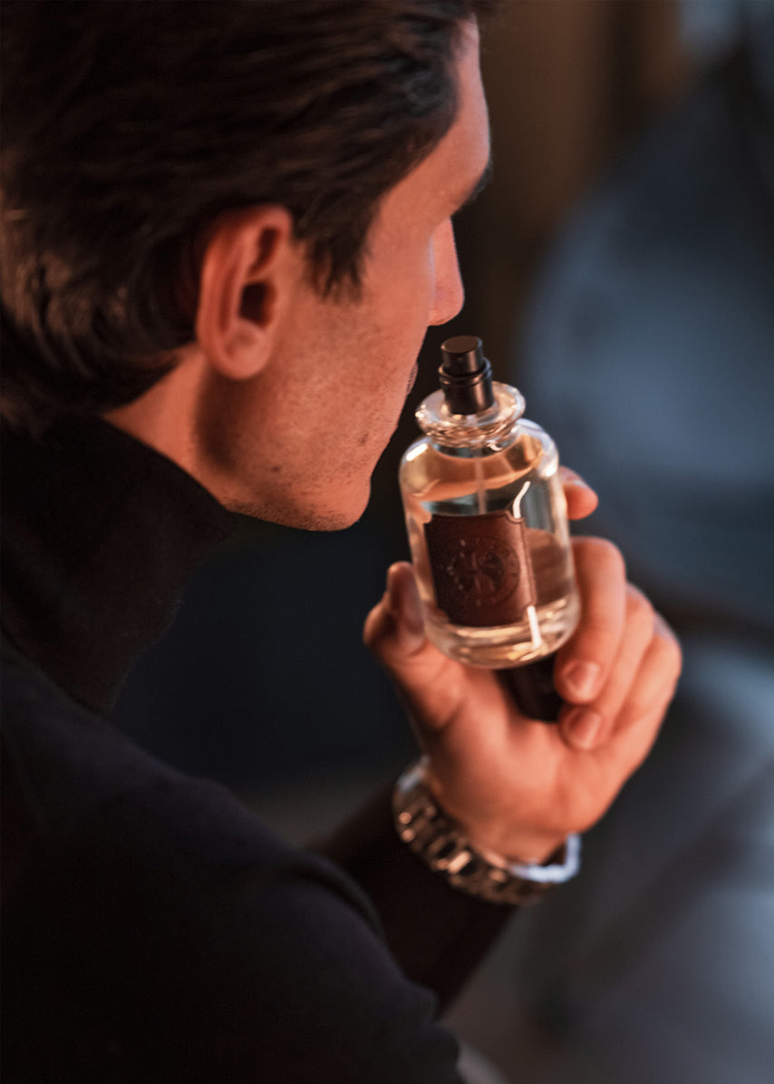 man smelling oak seas